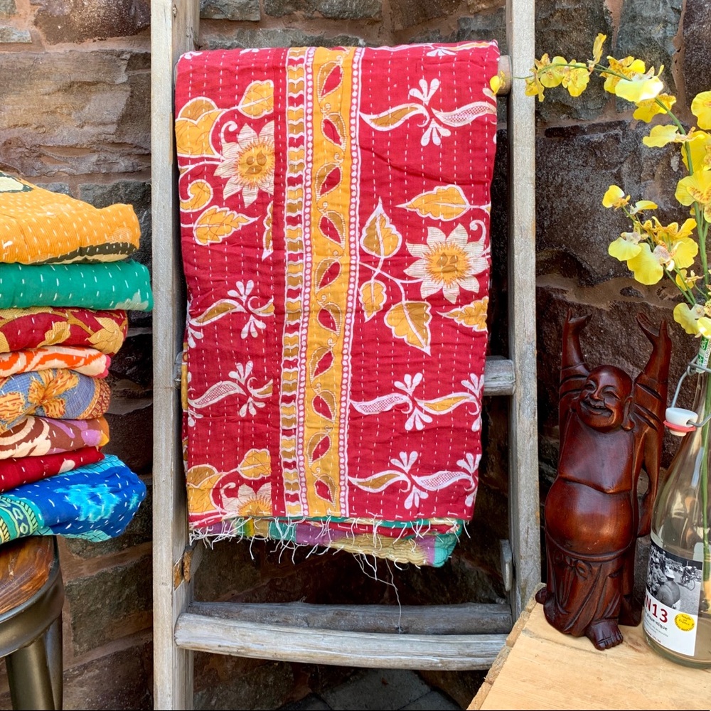 ✨VINTAGE BOHEMIAN KANTHA SARI 2 SIDED B…